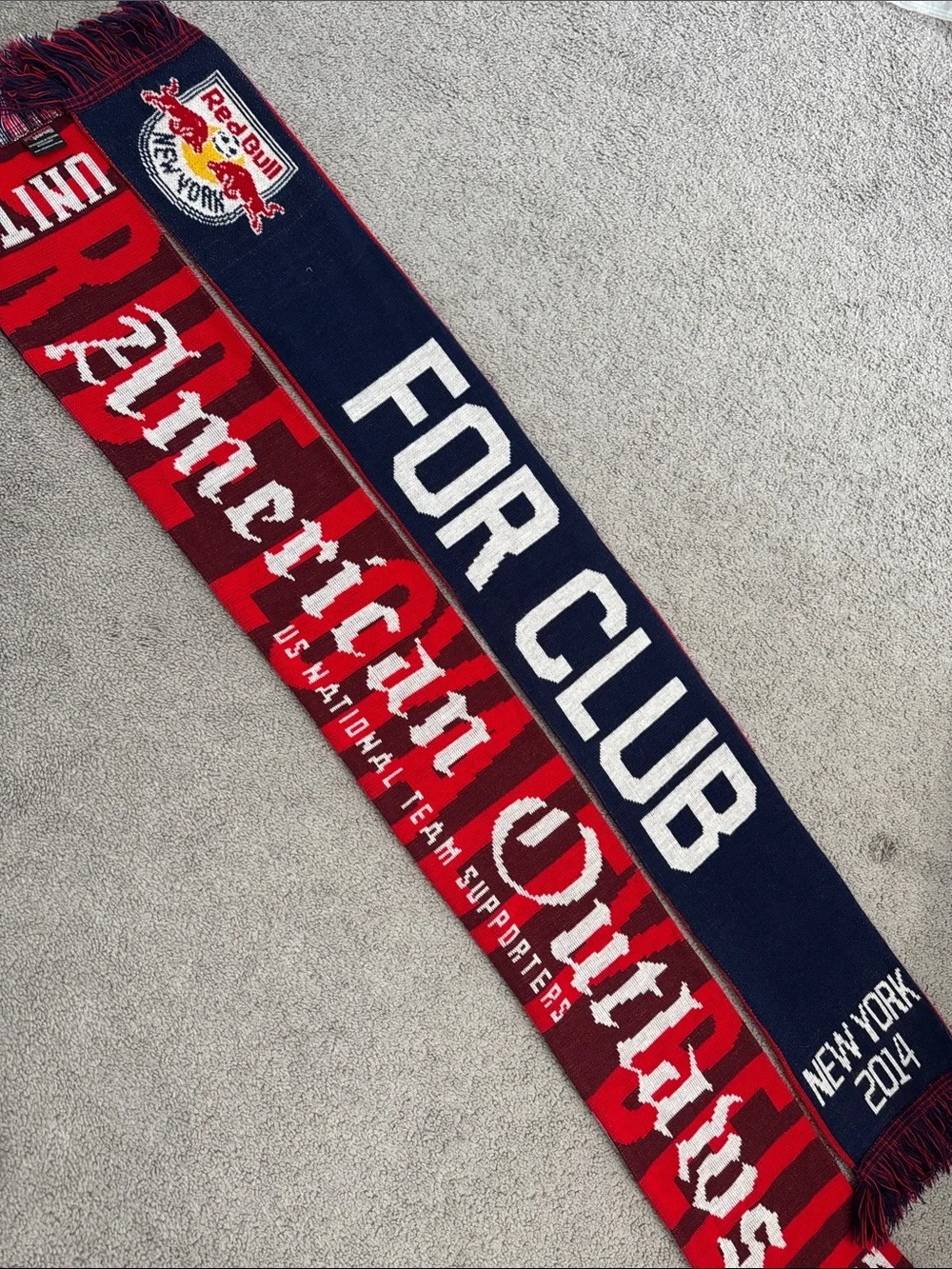 TWO (2) US National Team Red & Navy Soccer Scarves